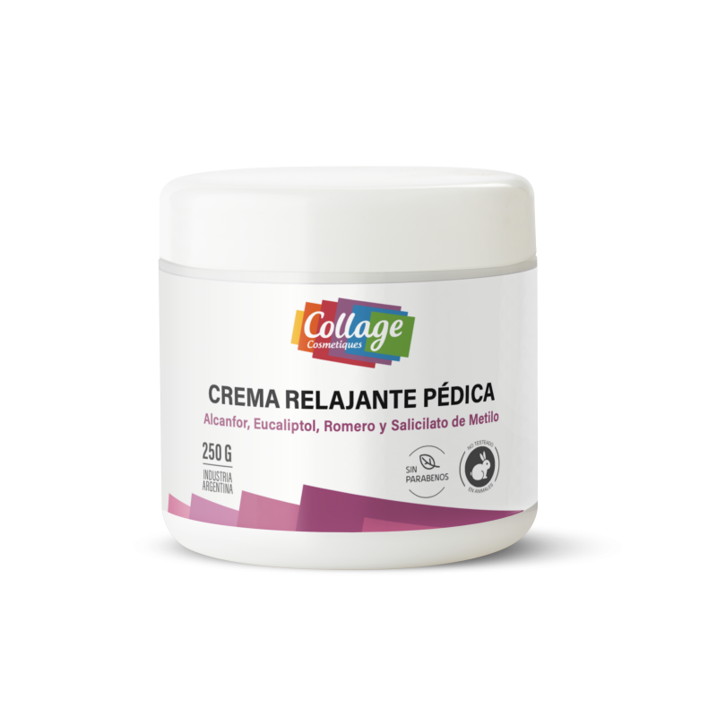 CREMA RELAJANTE PEDICA CON ALCANFOR EUCALIPTOL ROMERO Y SALICILATO DE METILO 250 GRS COLLAGE