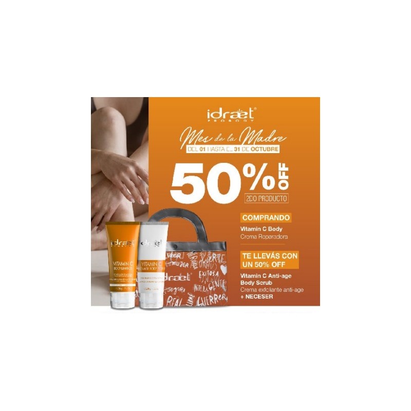 COMPRANDO CREMA REPARADORA VITAMIN C TE LLEVAS SU EFOLIANTE ANTIAGE CON UN 50%OFF Y UN NECESER DE REGALO