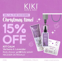 15%off comprando kit calm gel de ducha, body splash y neceser verbena y lavanda