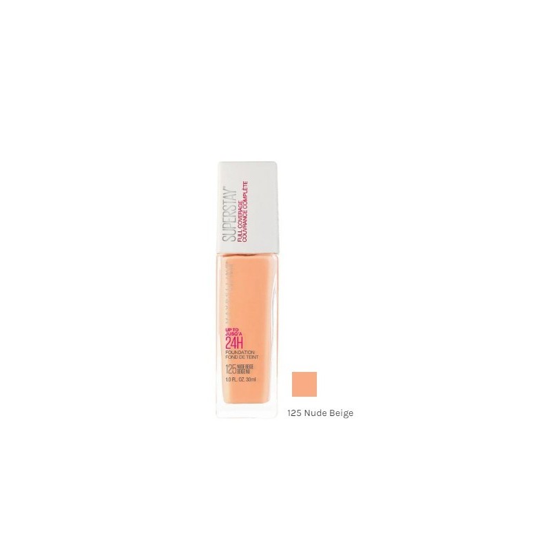 Base Superstay Full Coverage Tono 125 Nude Beige 30 ml Maybelline