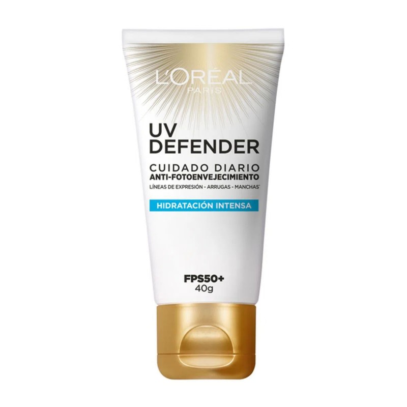 Protector solar UV Defender Hidratante y antiage sin color FPS50+ 40 Gr Loreal